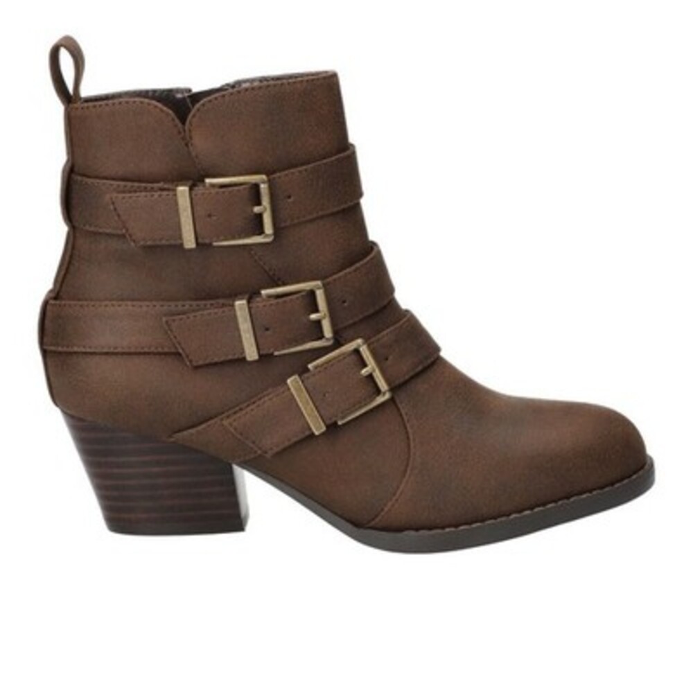 Bella Vita Bowie Block Heel Ankle Booties Women's 11M Brown Side Zip Closure